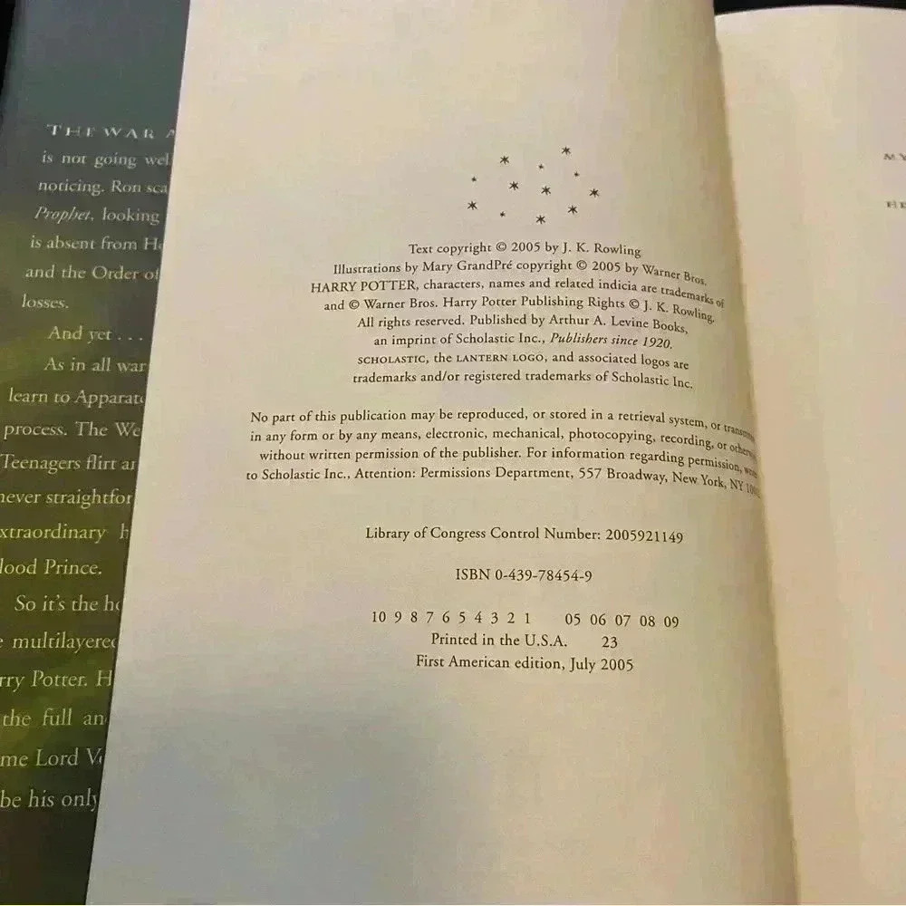 Harry Potter and the Half-Blood Prince 2005 Book 6 First American Edition 2005 - Picture 9 of 9